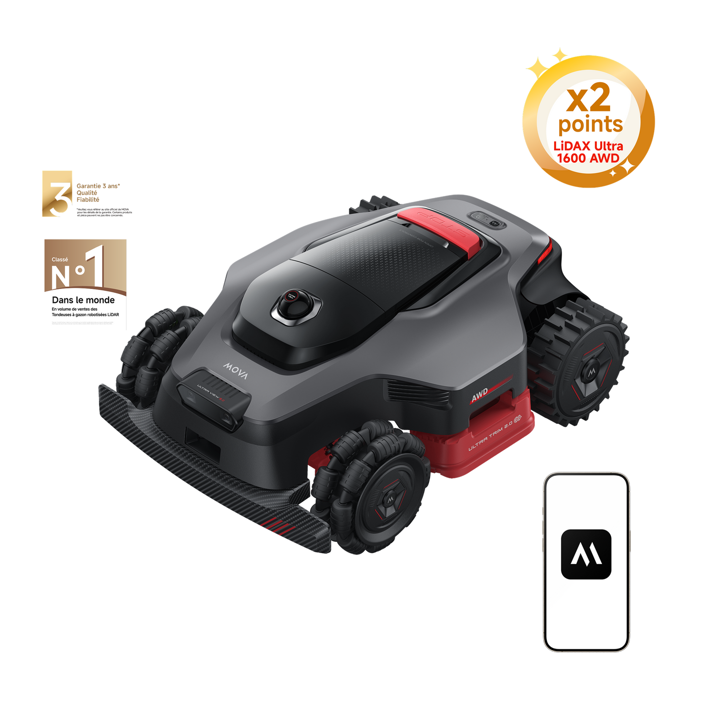 MOVA Robot tondeuse LiDAX Ultra AWD