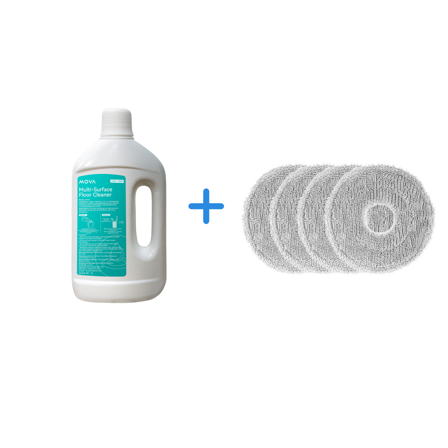 Solution de nettoyage (1 L) + Kit de serpillières pour MOVA V50 Ultra Complete
