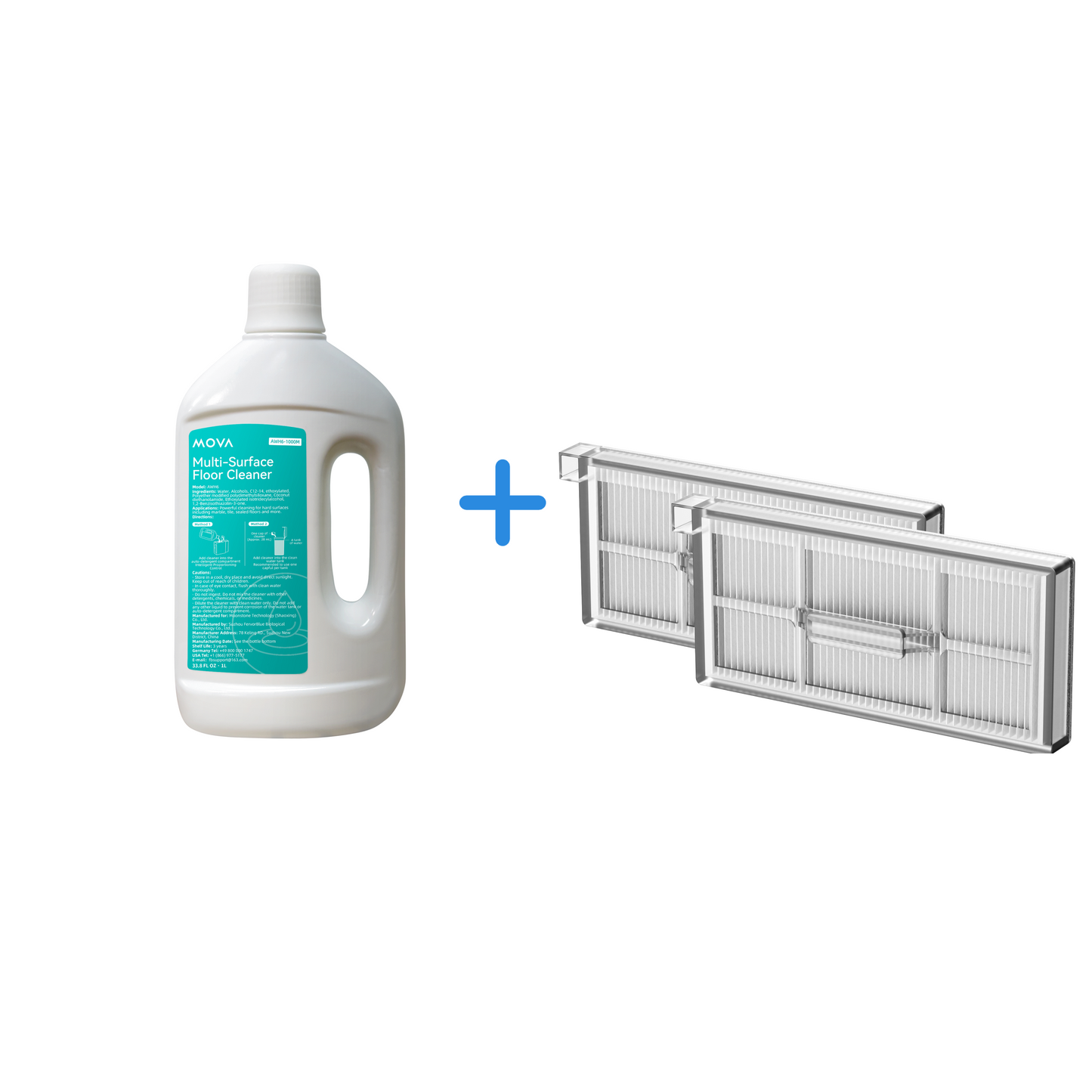 Solution de nettoyage (1 L) + Filtre de bac à poussière pour MOVA S70 Roller/S70 Ultra Roller