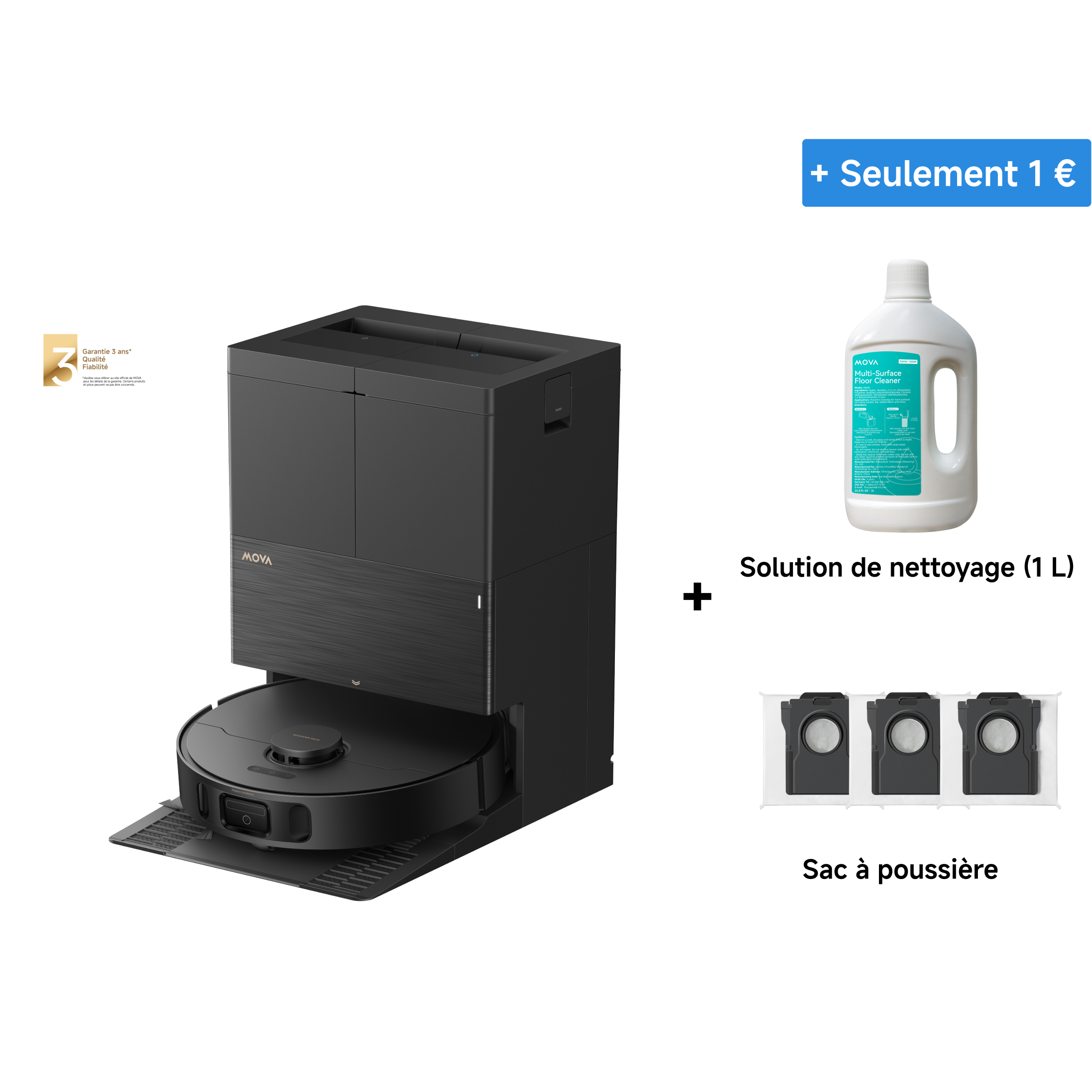 MOVA E50 Pro Ultra Robot aspirateur Noir