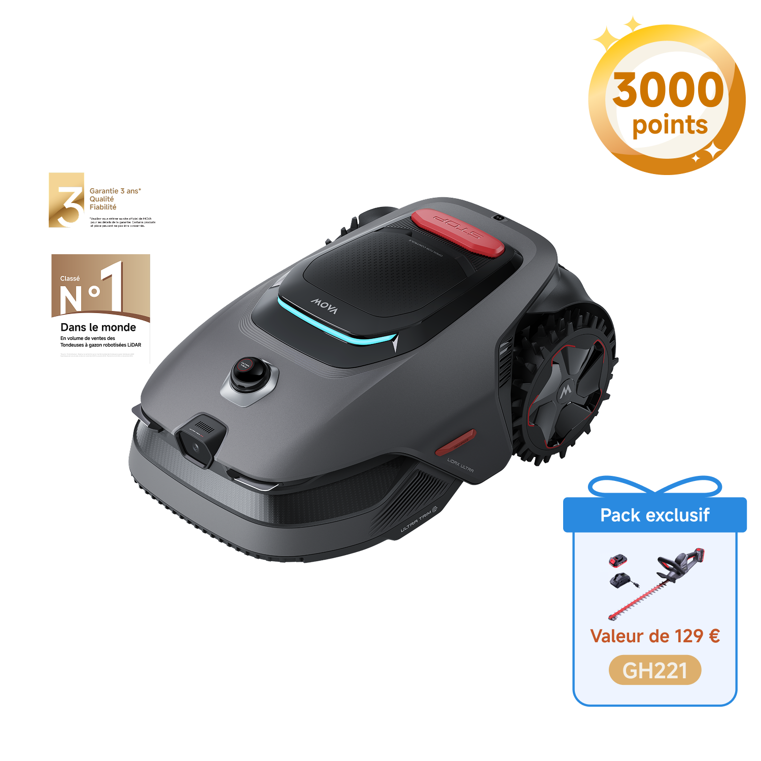MOVA LiDAX Ultra 1600 + GH221 Taille-haie sans fil