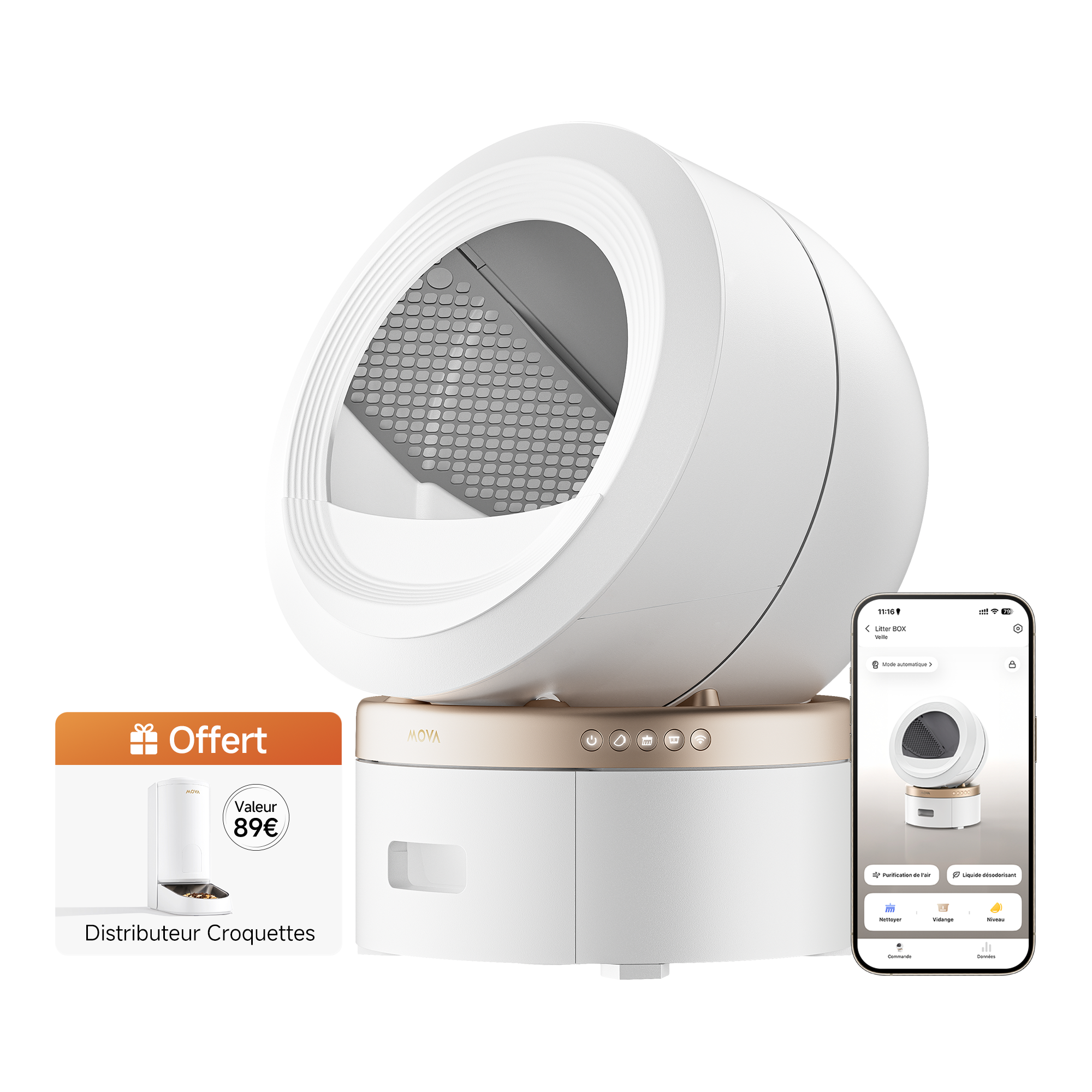 MOVA MeowgicPod LR10 Prime Litière autonettoyante pour chats