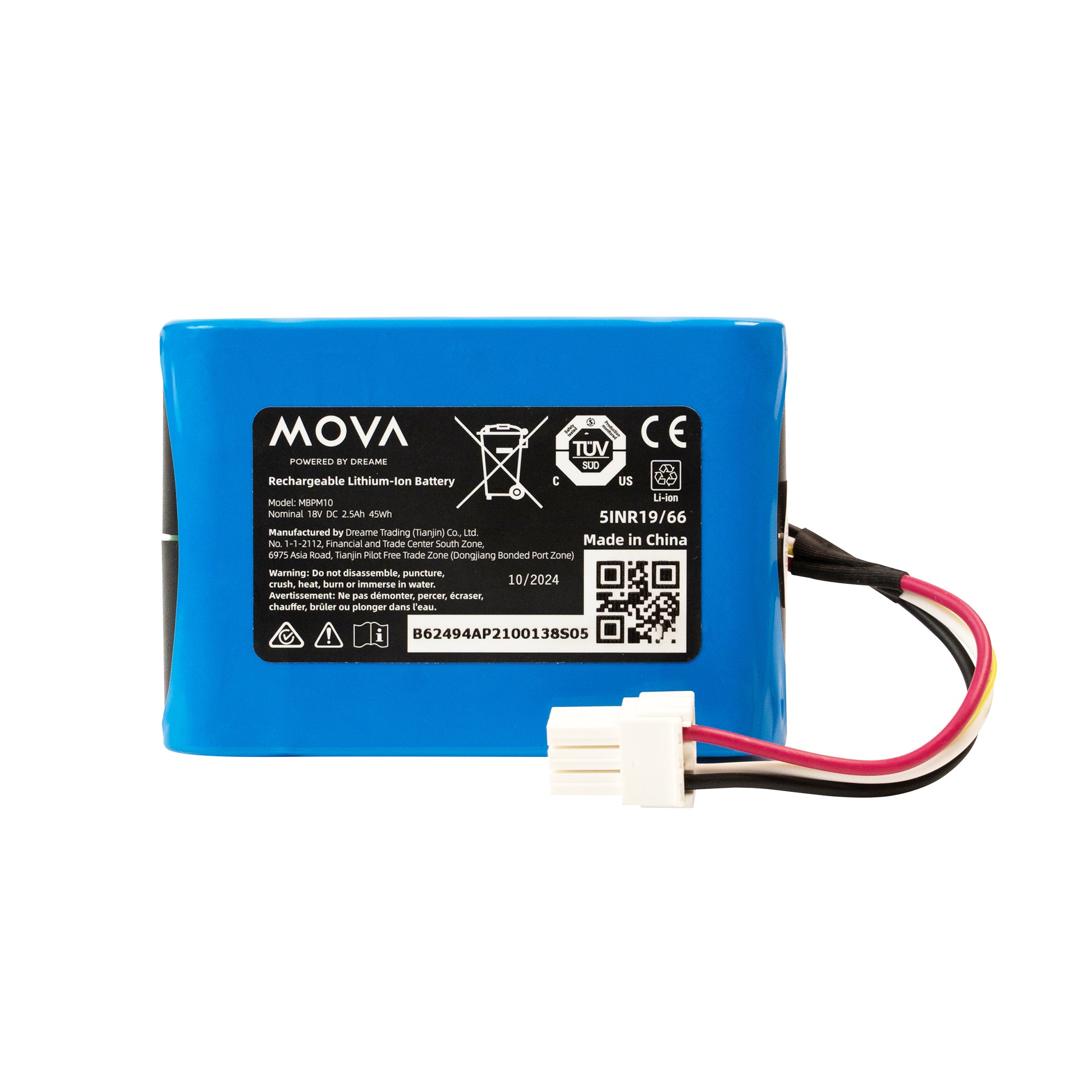 2.5A: Tension nominale 18V DC 2,5Ah 45Wh Batterie lithium-ion rechargeable pour MOVA 600 / 600 Kit / 1000 Robot tondeuse