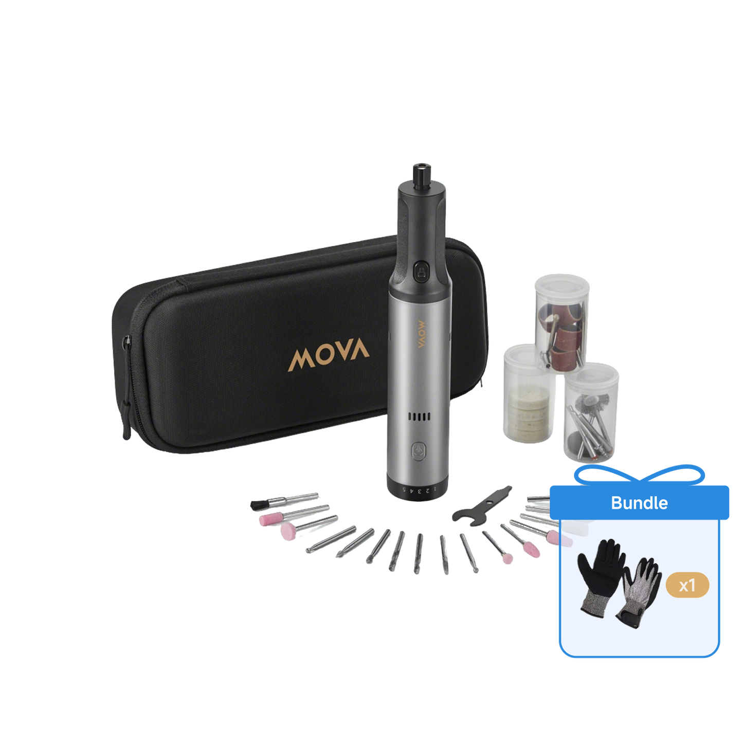 MOVA Kit d'outils rotatifs MRT008 8 V + gants de travail extérieurs