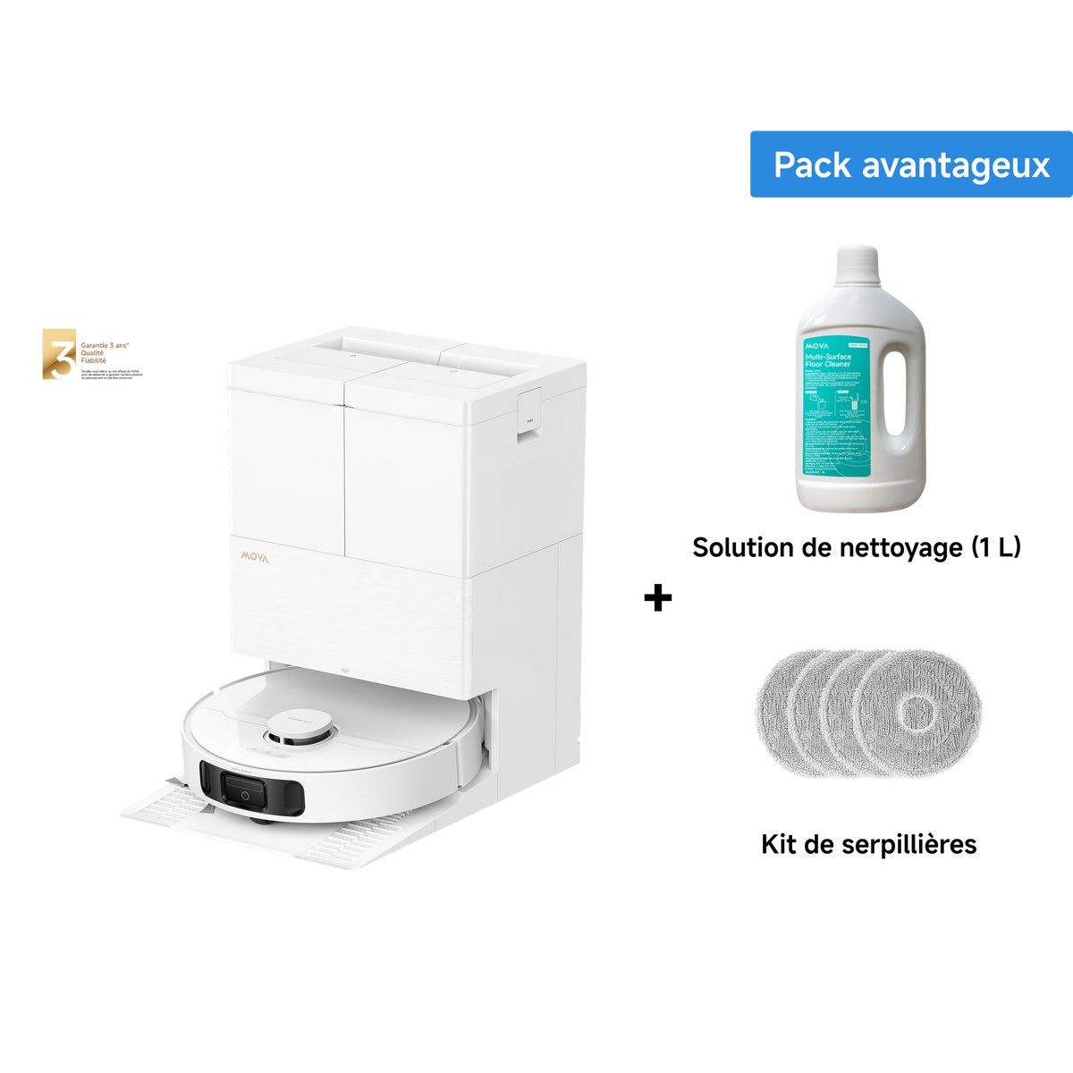 Dreame MOVA E50 Pro Ultra blanc + Solution nettoyante et serpillières