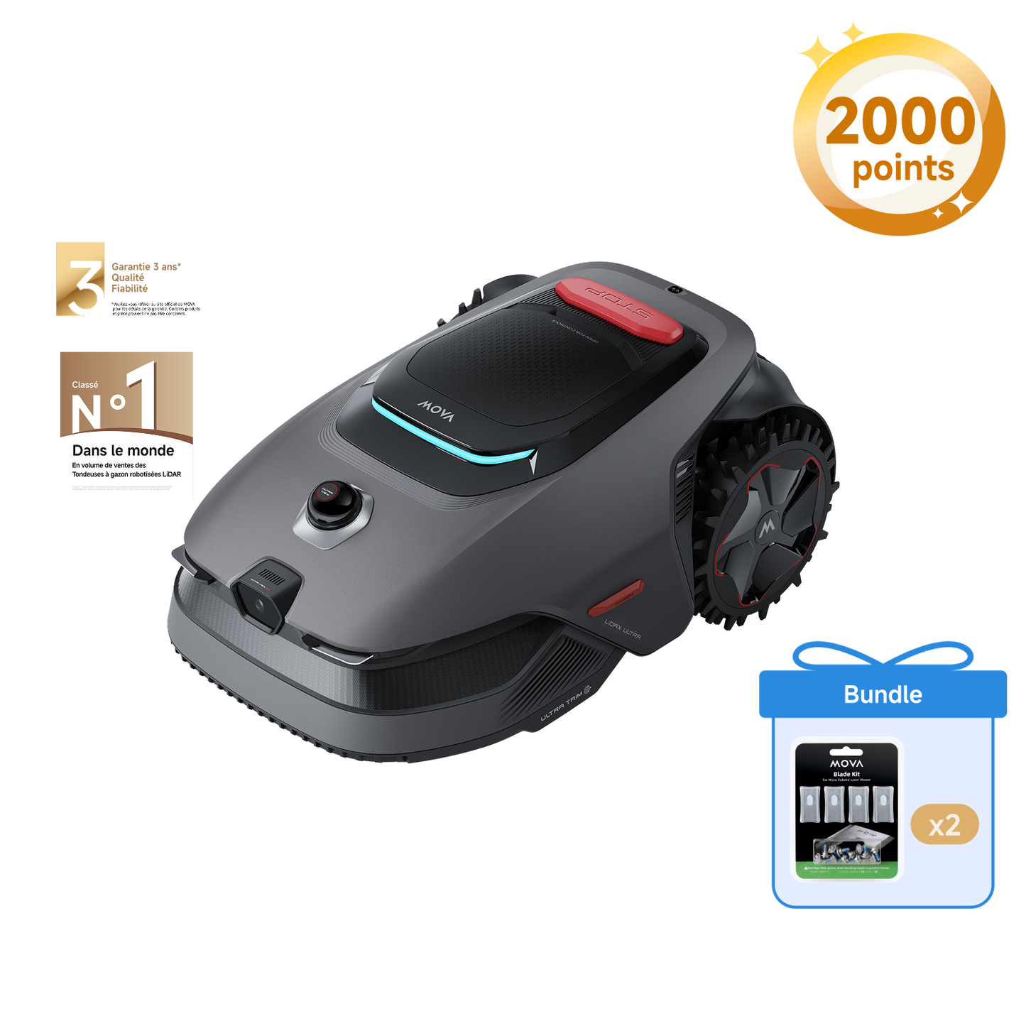 Pack MOVA LiDAX Ultra 1200 + 2 kits de lames à démontage rapide
