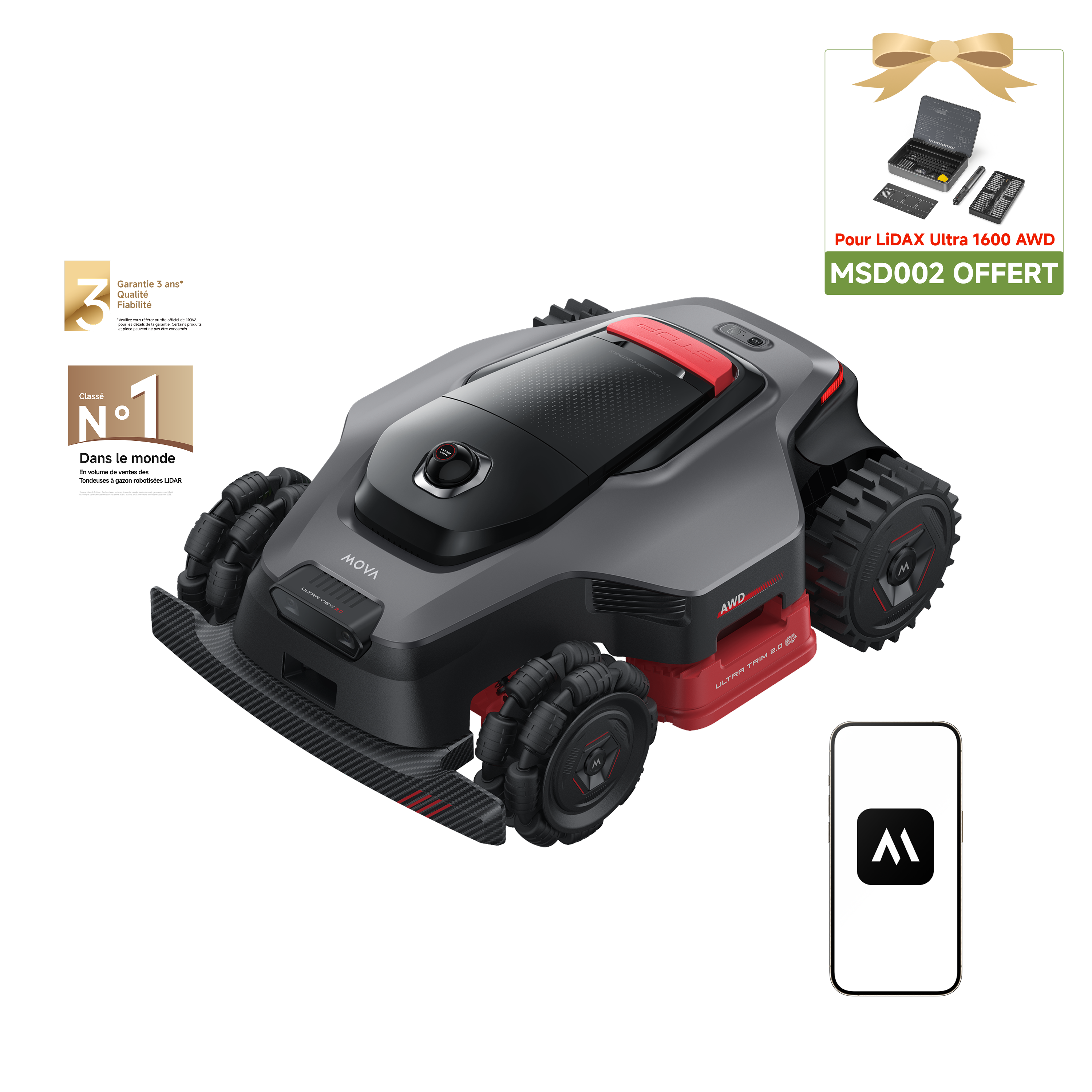 MOVA Robot tondeuse LiDAX Ultra AWD