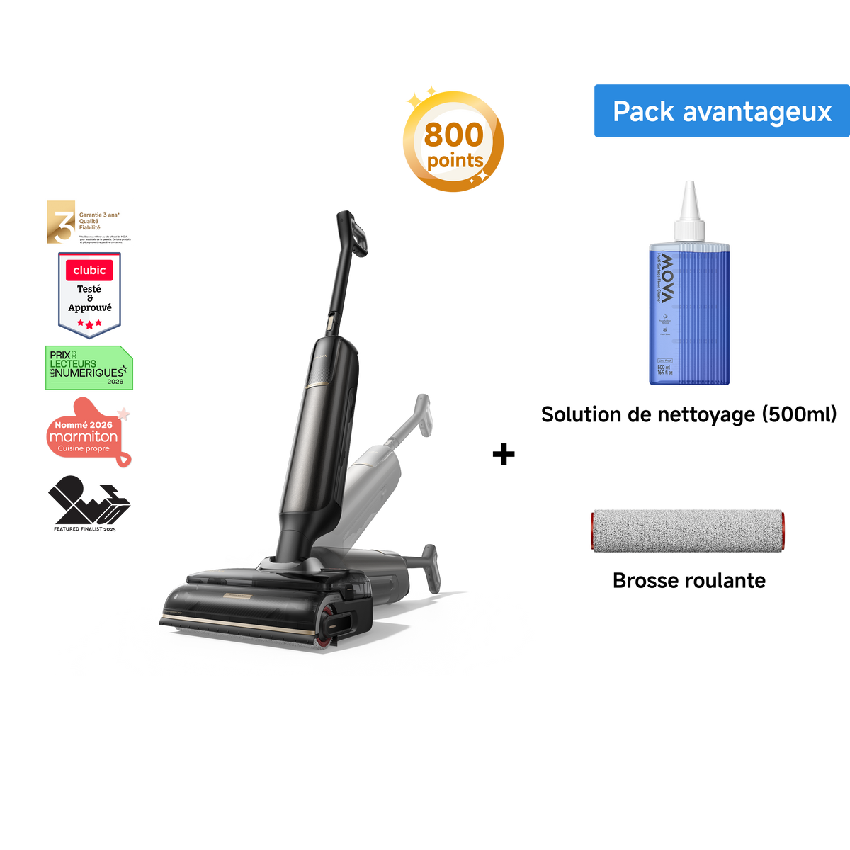 MOVA M50 Ultra + nettoyant et brosse roulante pour sols
