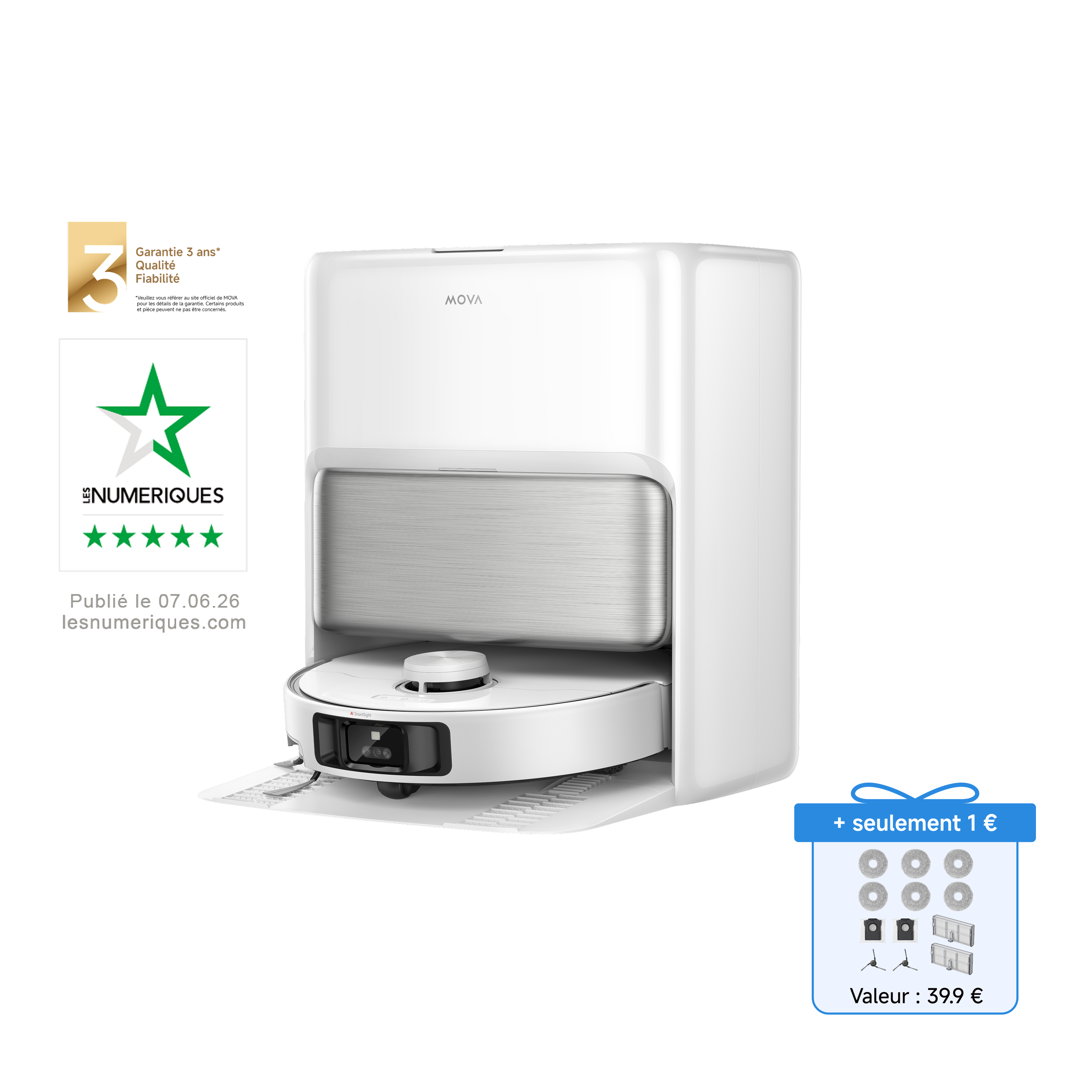 MOVA P70 Pro Ultra Robot Aspirateur Blanc