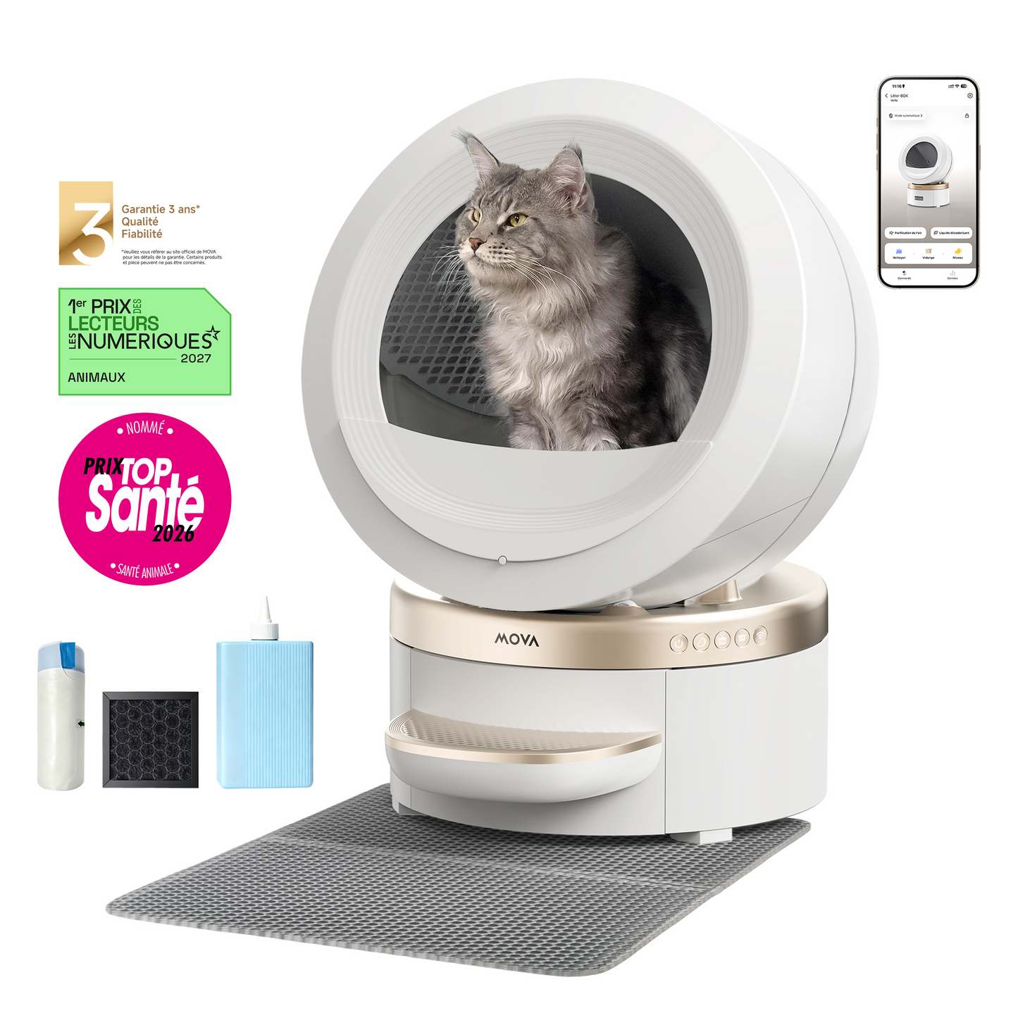 MOVA MeowgicPod LR10 Prime Litière autonettoyante pour chats