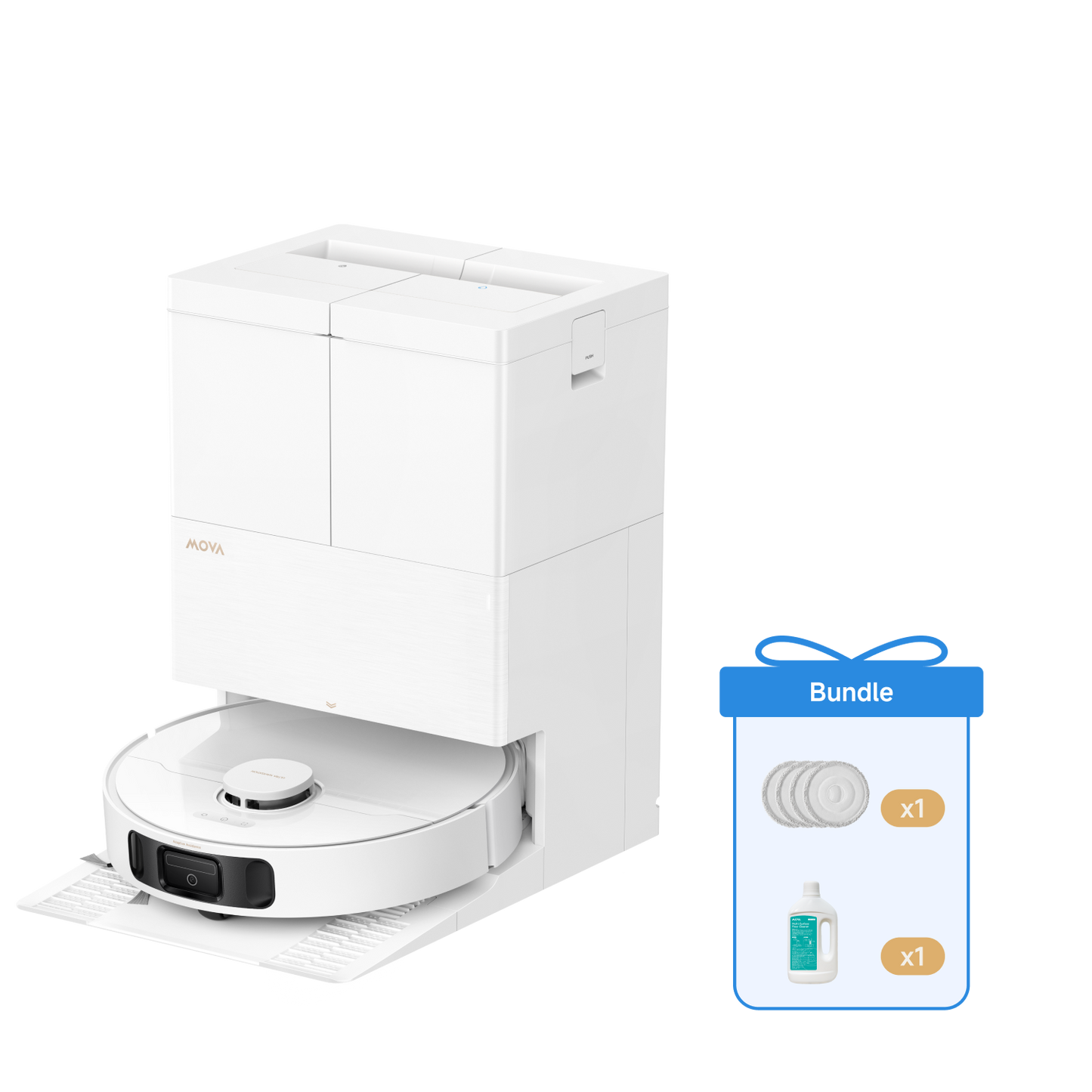 MOVA E50 Pro Ultra Robot aspirateur blanc+ serpillière et solution nettoyante