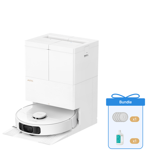 MOVA E50 Pro Ultra Robot aspirateur blanc+ serpillière et solution nettoyante
