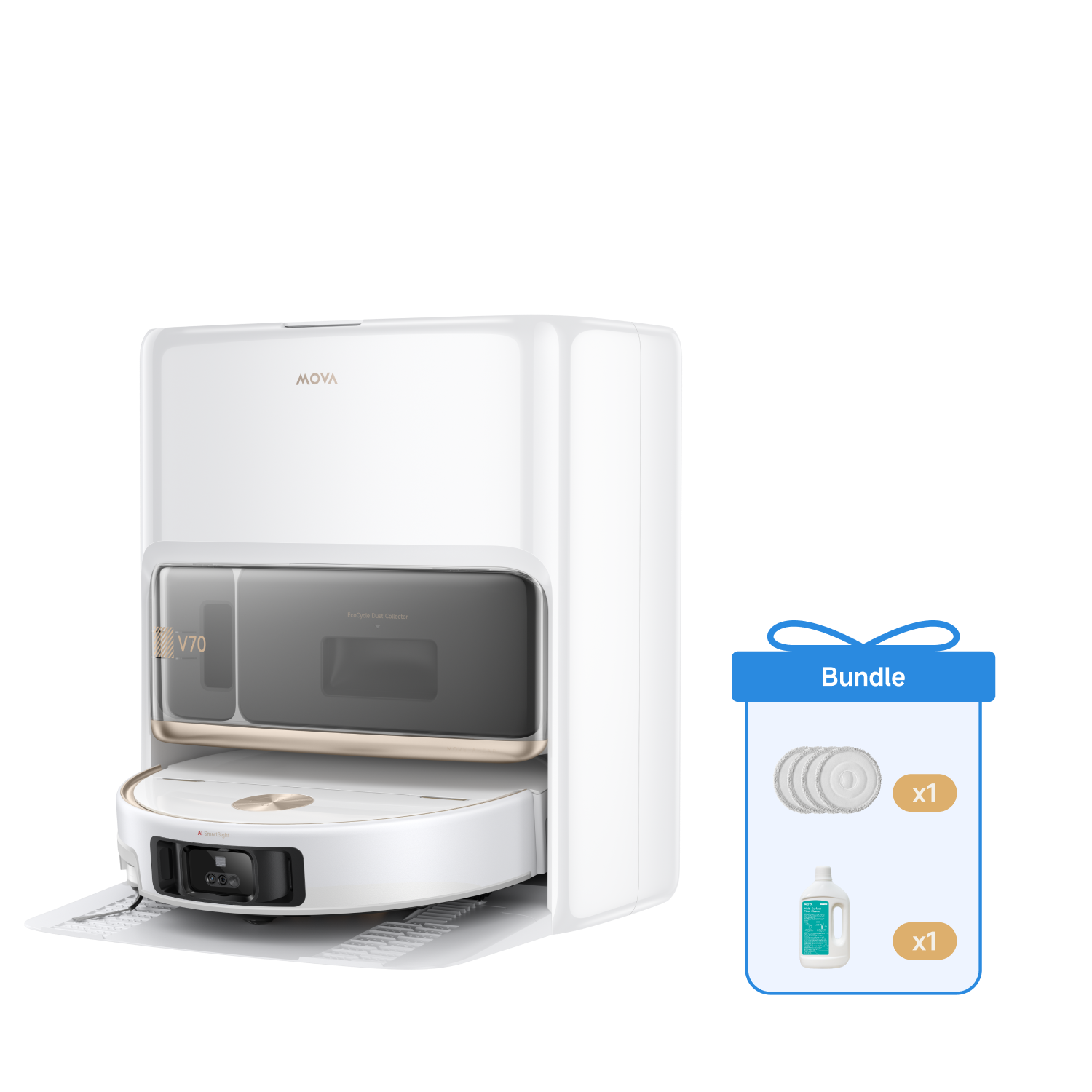 MOVA V70 Ultra Complete X Robot aspirateur+ serpillière et solution nettoyante