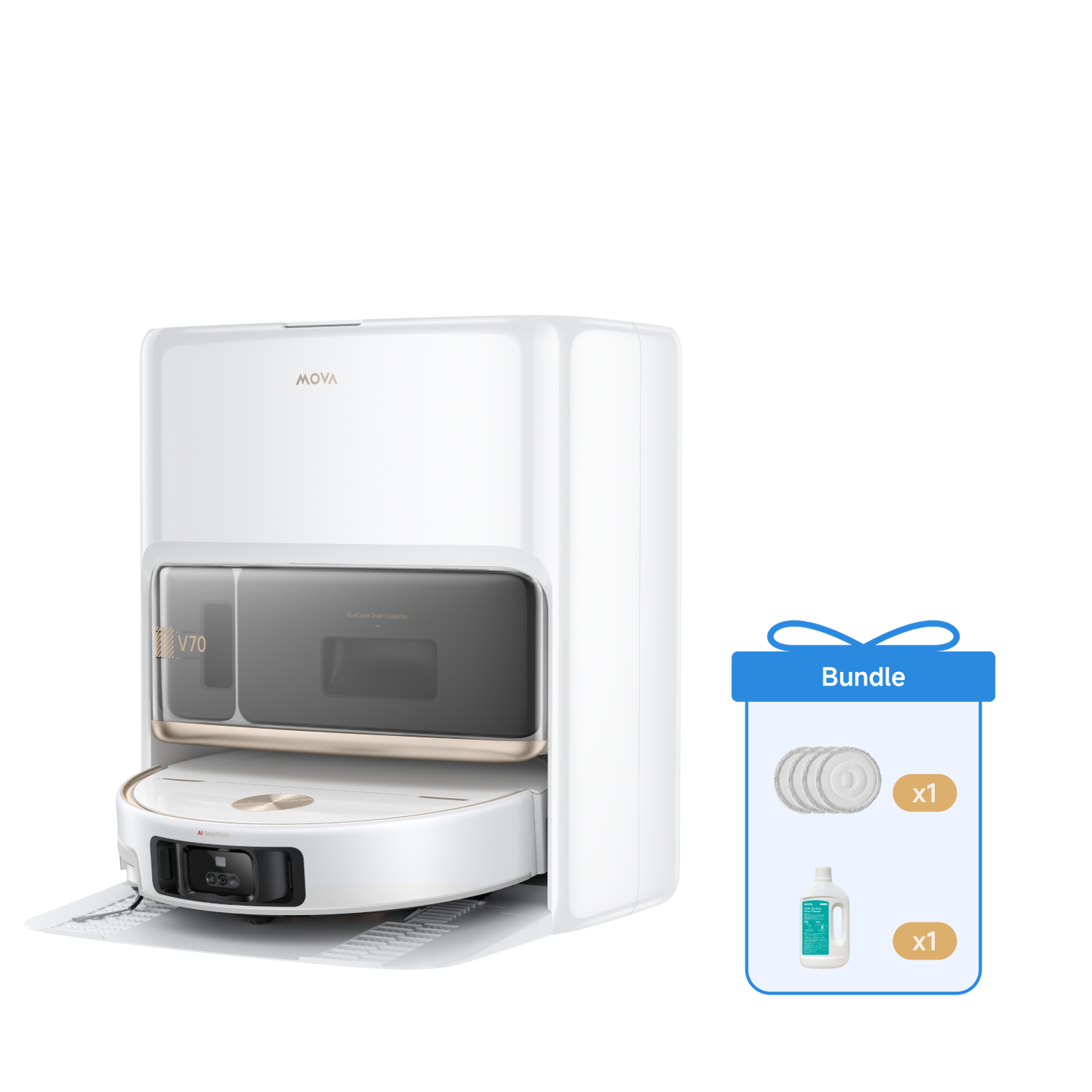 MOVA V70 Ultra Complete X Robot aspirateur+ serpillière et solution nettoyante
