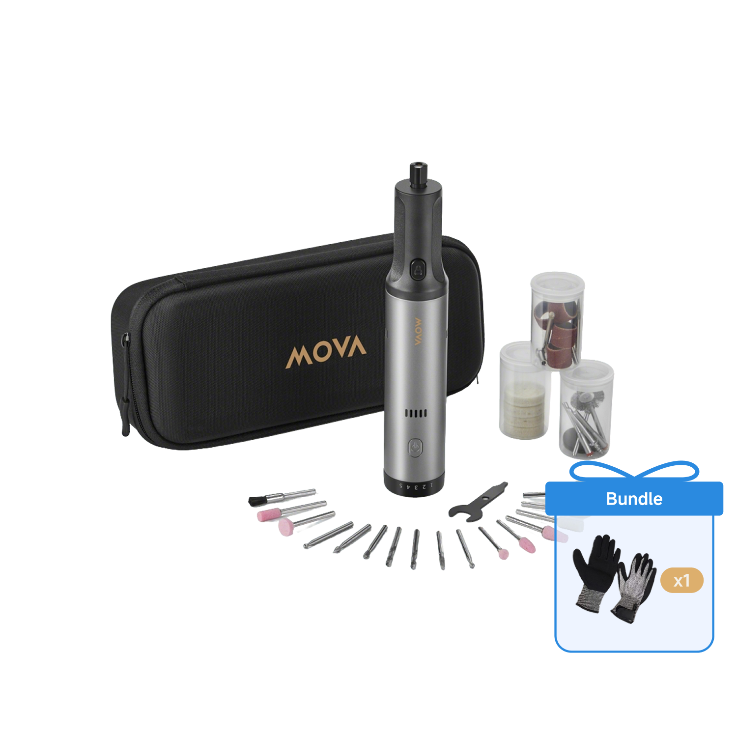 MOVA Kit d'outils rotatifs MRT008 8 V + gants de travail extérieurs