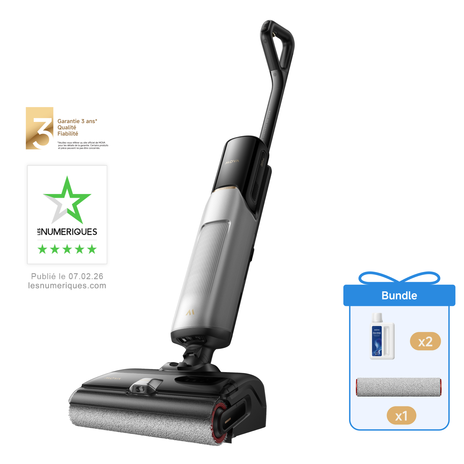 Pack MOVA X4 Pro + brosse roulante et nettoyant pour sols
