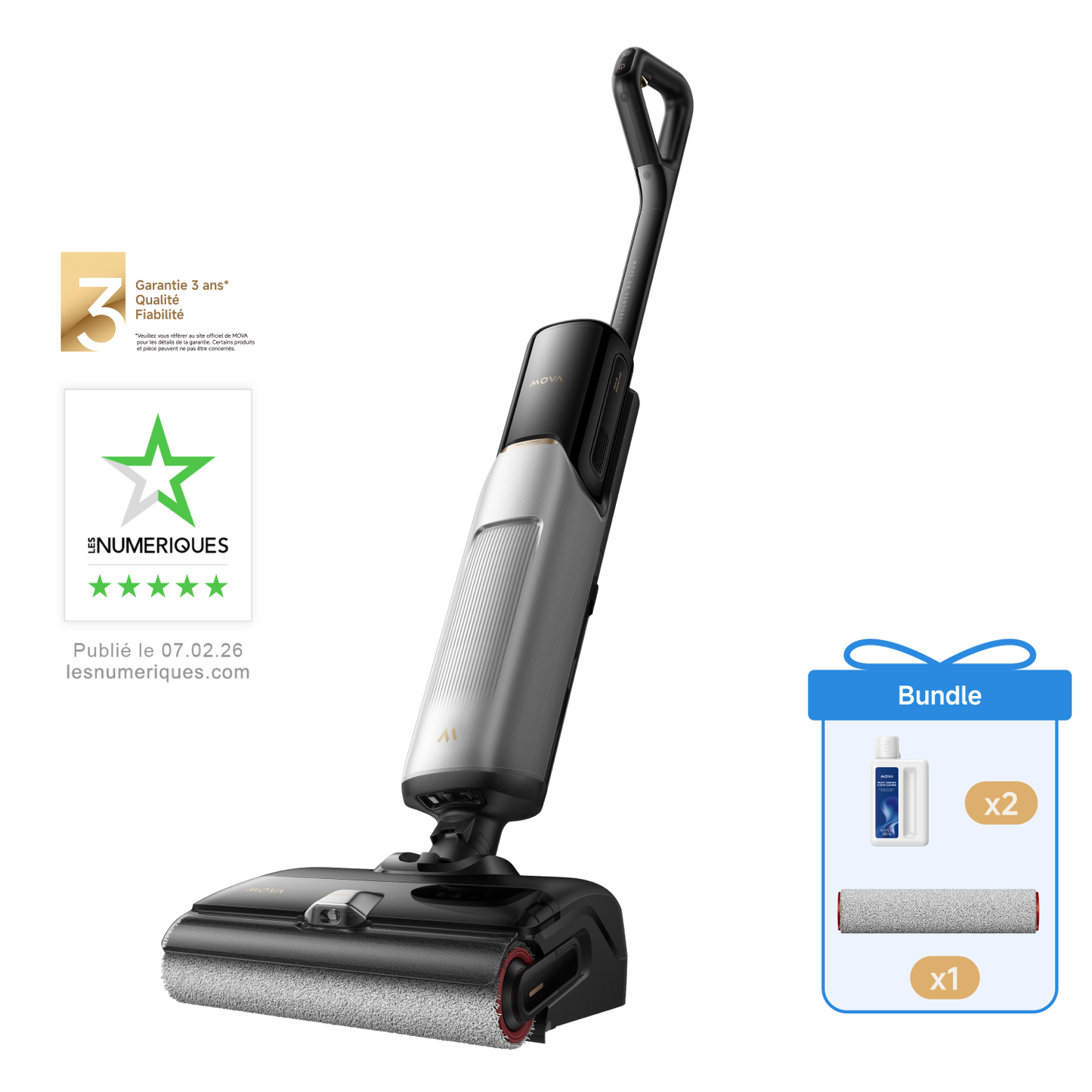 Pack MOVA X4 Pro + brosse roulante et nettoyant pour sols
