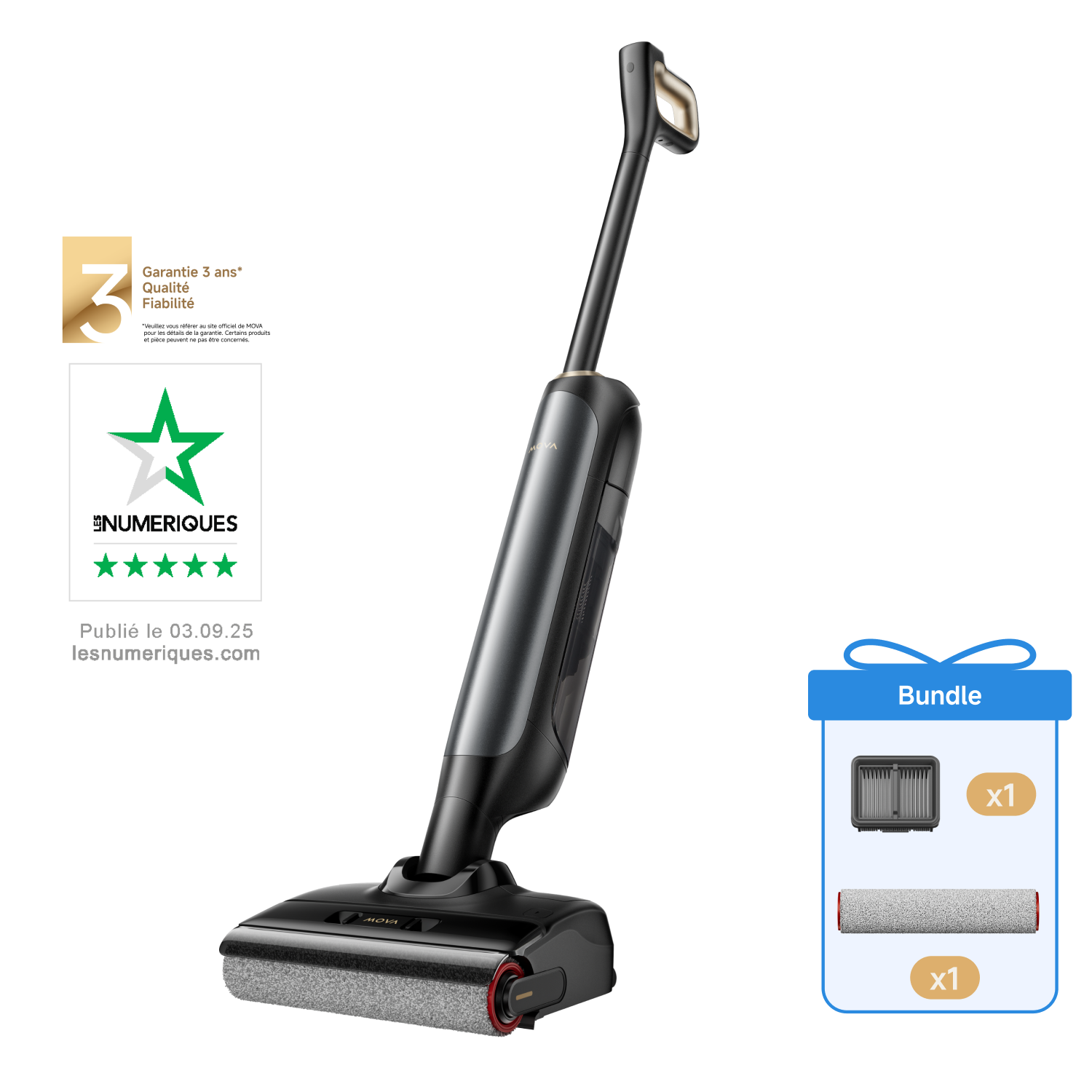 Pack MOVA M10 + brosse roulante et filtre aspirateur laveur