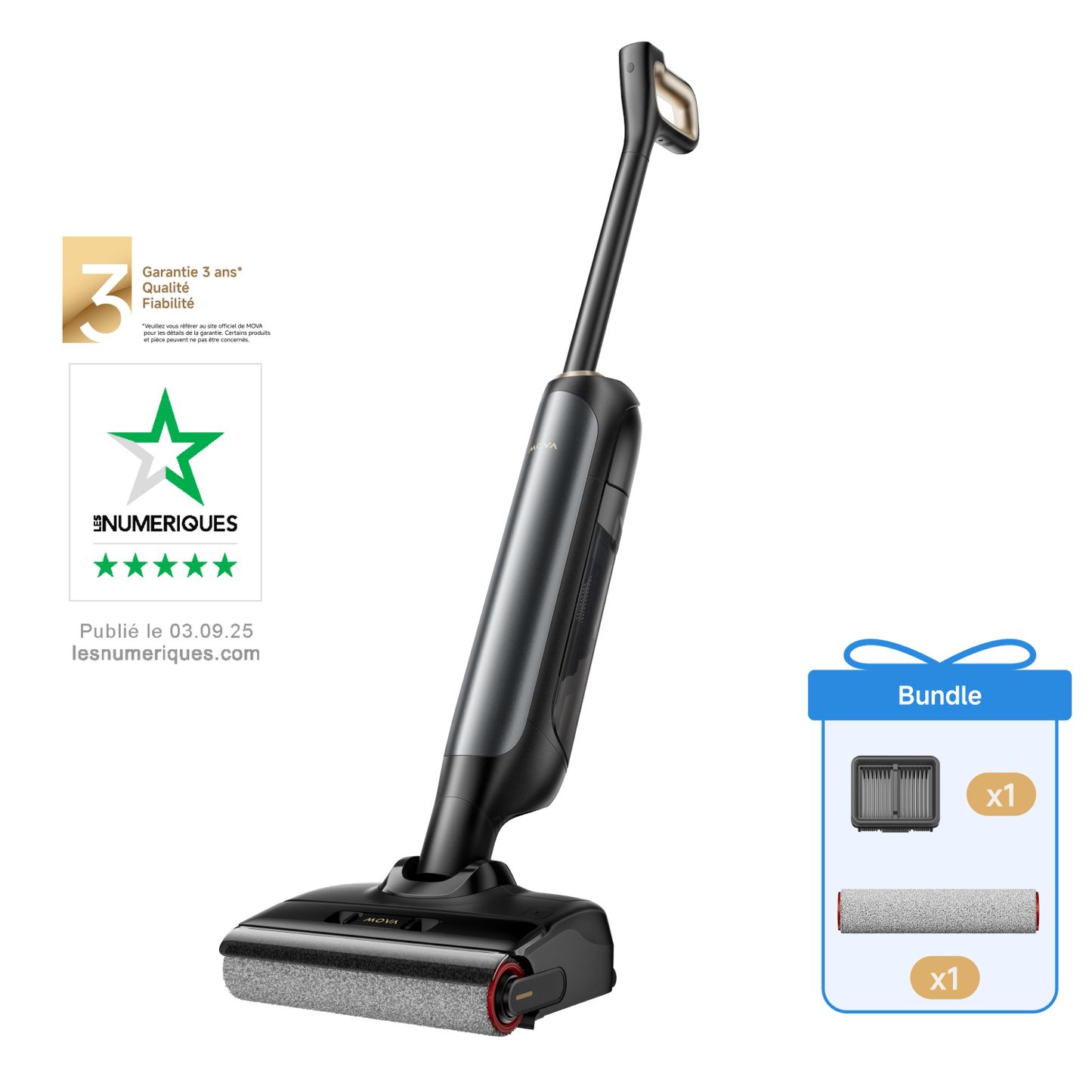 Pack MOVA M10 + brosse roulante et filtre aspirateur laveur