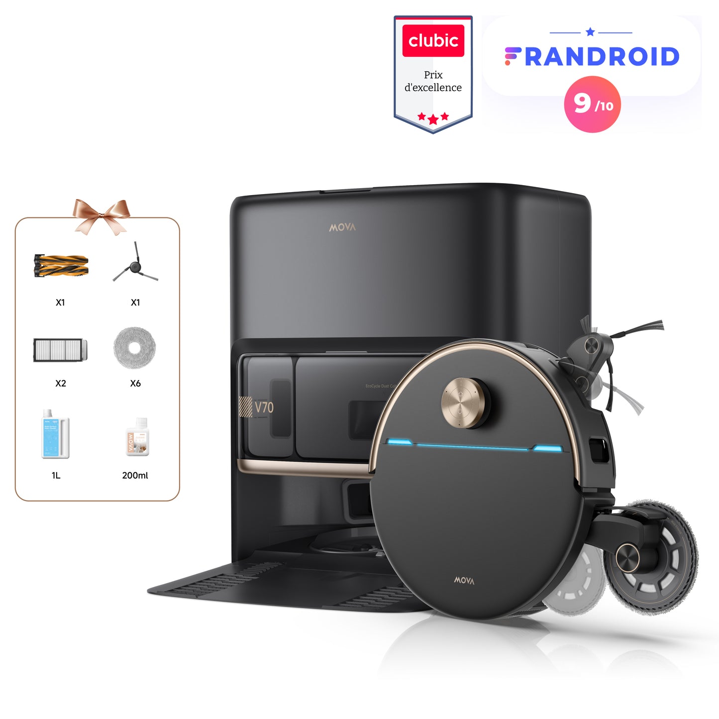 MOVA V70 Ultra Complete X Robot aspirateur Noir